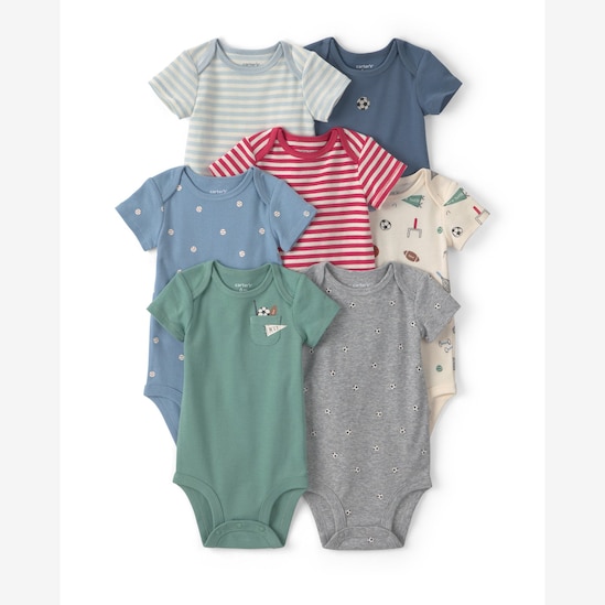 Kit body bebê 7 peças estampado - Multicor | Carter's
