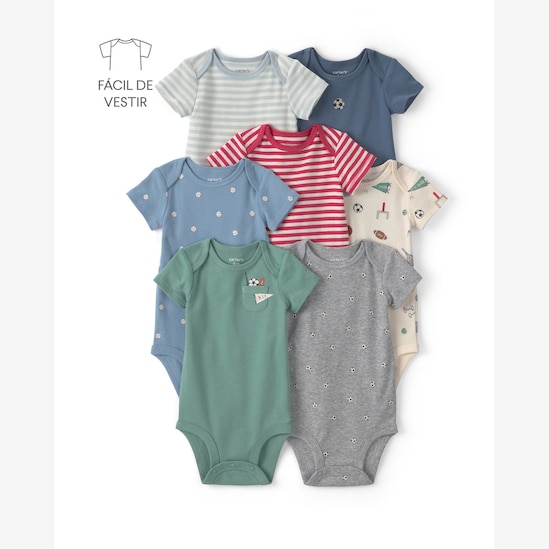 Kit body bebê 7 peças estampado - Multicor | Carter's
