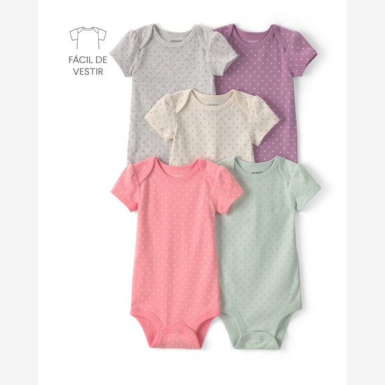 Kit body bebê 5 peças poás - Multicor | Carter's