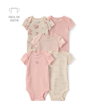 Kit body Carter's bebê menina em algodão floral 5 peças - Multicor