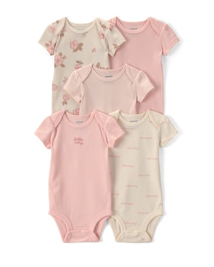 Kit body bebê 5 peças canelado e floral - Multicor | Carter's