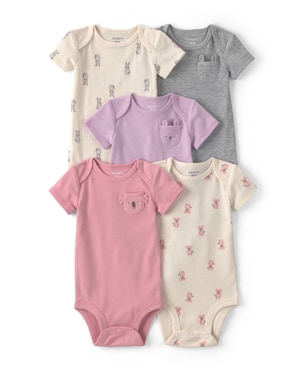 Kit body bebê 5 peças com bolso estampado - Multicor | Carter's