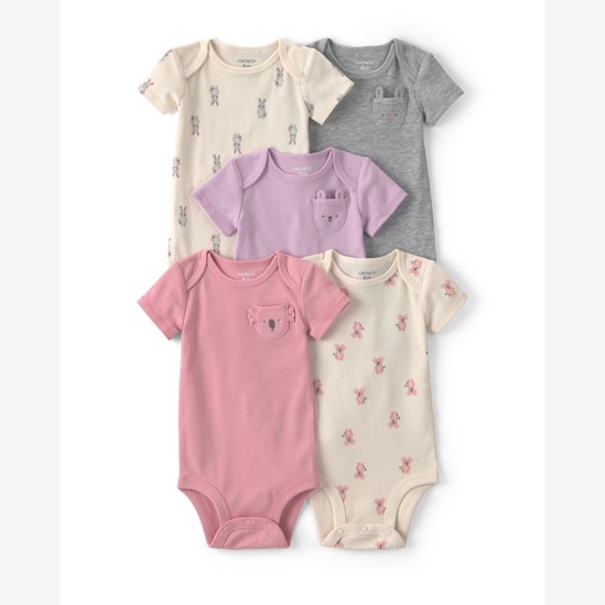 Kit body bebê 5 peças com bolso estampado - Multicor | Carter's