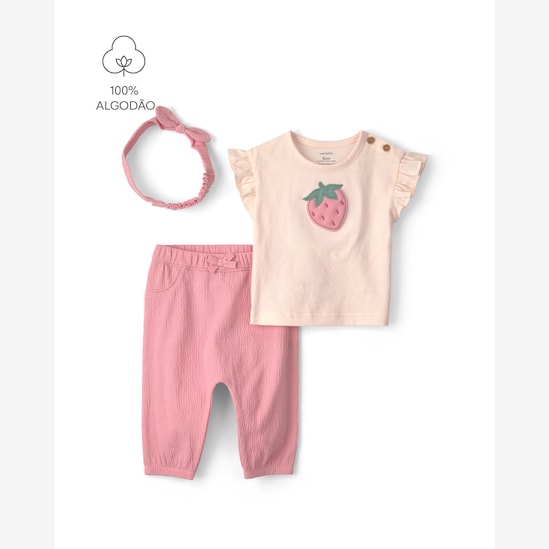 Conjunto longo bebê 2 peças com faixa de cabelo - Multicor | Carter's