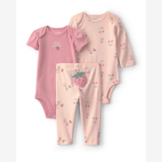 Conjunto longo bebê 3 peças estampado - Multicor | Carter's