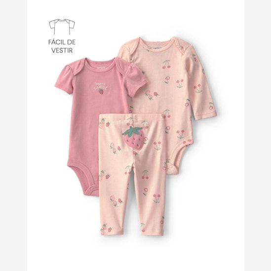 Conjunto longo bebê 3 peças estampado - Multicor | Carter's
