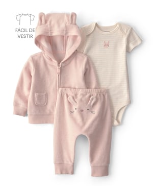 Conjunto longo bebê 3 peças em plush estampado - Multicor | Carter's
