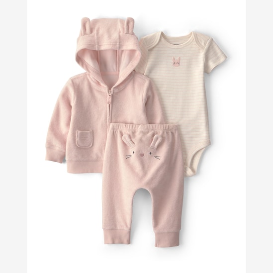 Conjunto longo bebê 3 peças em plush estampado - Multicor | Carter's