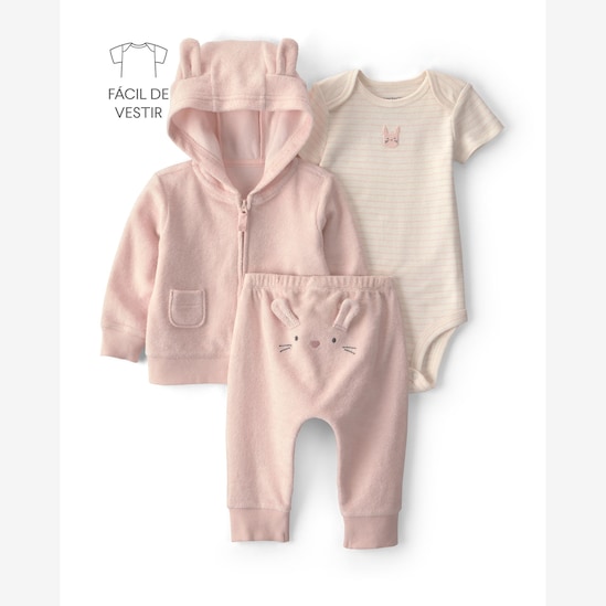 Conjunto longo bebê 3 peças em plush estampado - Multicor | Carter's