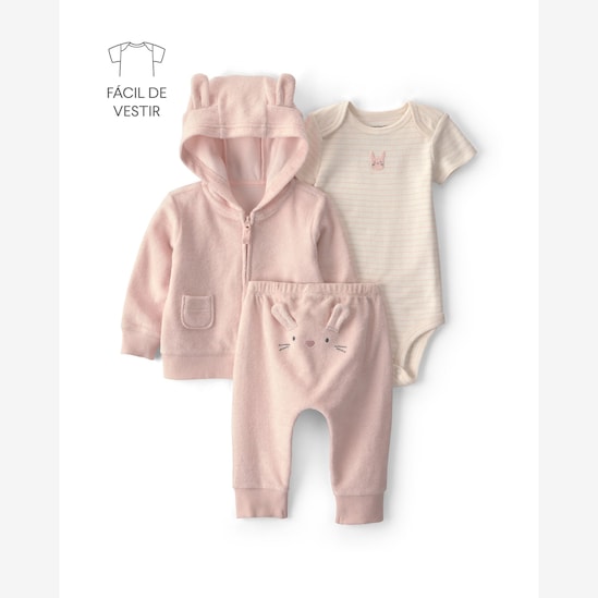 Conjunto longo bebê 3 peças em plush estampado - Multicor | Carter's