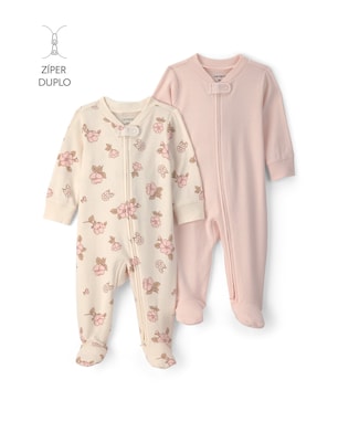 Kit macacão bebê 2 peças com pezinho floral - Multicor | Carter's