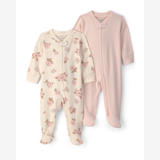 Kit macacão bebê 2 peças com pezinho floral - Multicor | Carter's