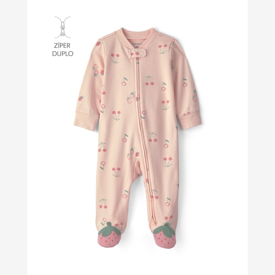 Macacão bebê com pezinho estampado - Rosa | Carter's