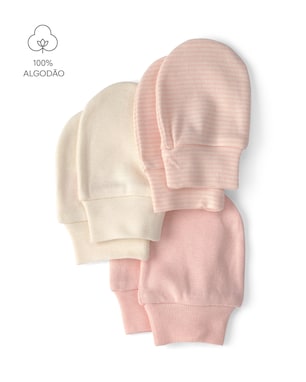 Kit luva bebê 3 pares listrada - Multicor | Carter's