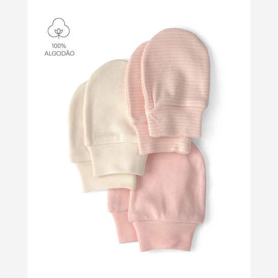 Kit luva bebê 3 pares listrada - Multicor | Carter's