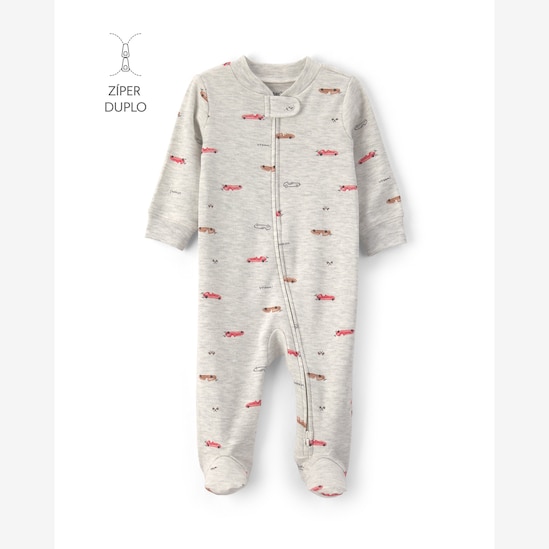 Macacão bebê com pezinho estampado - Cinza | Carter's