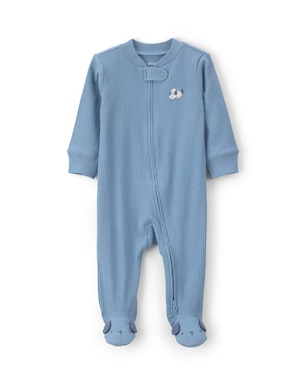Macacão bebê com pezinho canelado estampado - Azul | Carter's