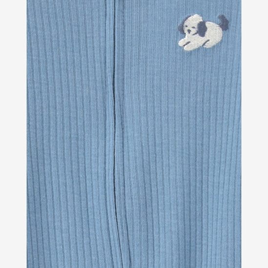 Macacão bebê com pezinho canelado estampado - Azul | Carter's