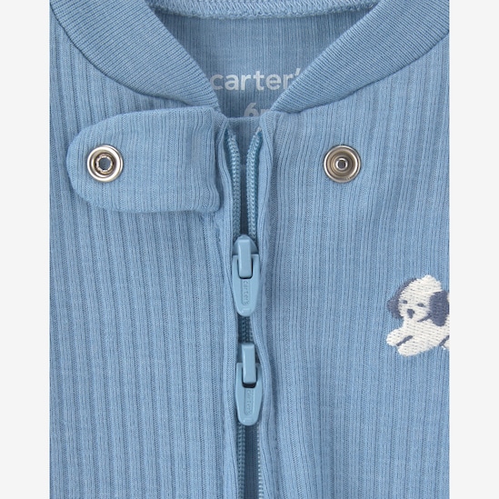Macacão bebê com pezinho canelado estampado - Azul | Carter's