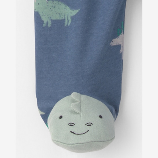 Macacão bebê com pezinho estampado - Azul | Carter's