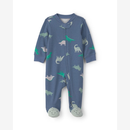 Macacão bebê com pezinho estampado - Azul | Carter's