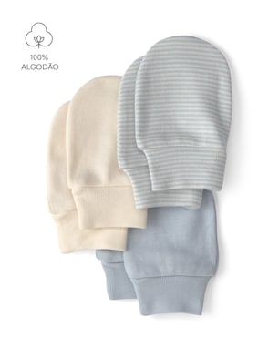 Kit luva bebê 3 pares listrada - Multicor | Carter's