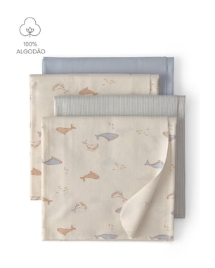 Kit cueiro bebê 4 peças estampado - Multicor | Carter's