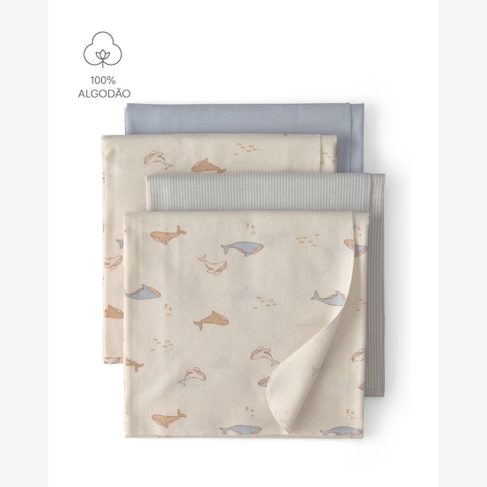 Kit cueiro bebê 4 peças estampado - Multicor | Carter's