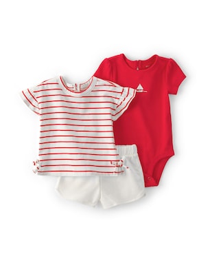 Conjunto curto bebê 3 peças listrado - Multicor | Carter's