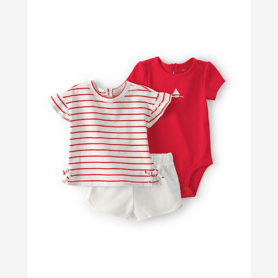 Conjunto curto bebê 3 peças listrado - Multicor | Carter's