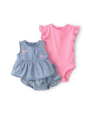 Conjunto curto bebê 3 peças com babados - Multicor | Carter's