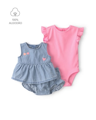 Conjunto curto bebê 3 peças com babados - Multicor | Carter's