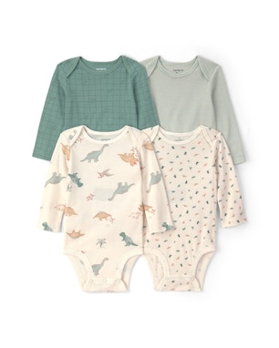 Kit body longo bebê 4 peças estampado - Multicor | Carter's