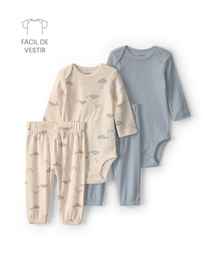 Conjunto longo bebê 4 peças estampado - Multicor | Carter's