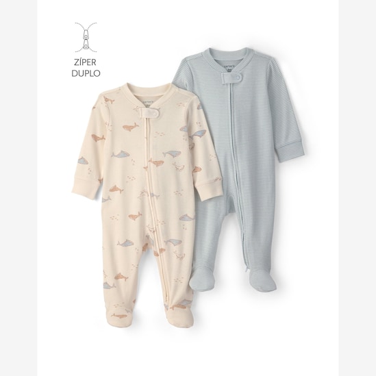 Kit macacão bebê 2 peças estampado - Multicor | Carter's