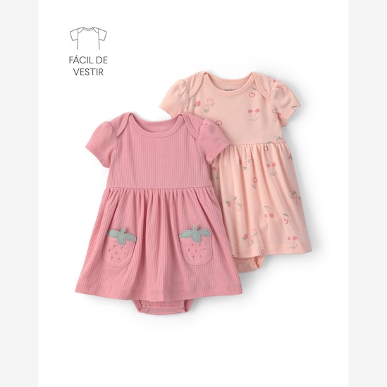 Kit vestido bebê 2 peças estampado - Rosa | Carter's