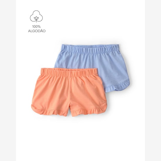 Kit short bebê 2 peças com babados - Multicor | Carter's
