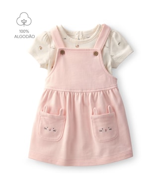 Salopete bebê com body estampada - Rosa | Carter's