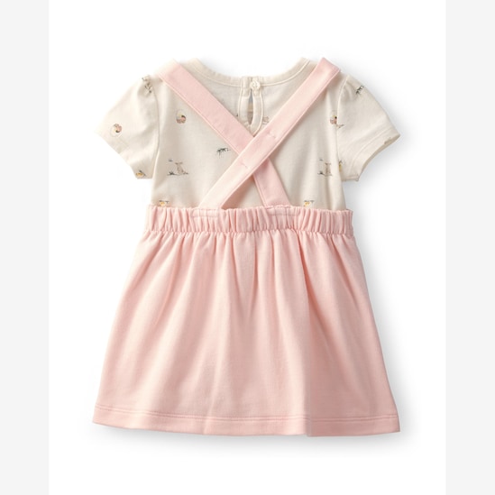 Salopete bebê com body estampada - Rosa | Carter's