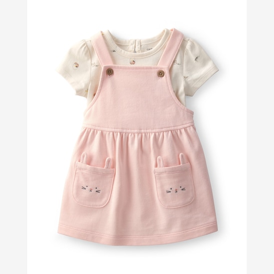 Salopete bebê com body estampada - Rosa | Carter's