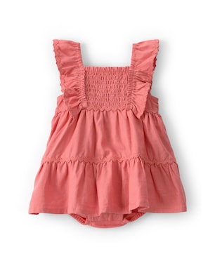 Vestido bebê com babados em viscolinho - Rosa | Carter's