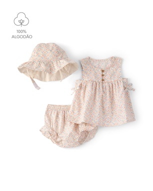 Conjunto Carter's com chapéu bebê menina estampado 3 peças