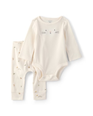 Conjunto longo bebê 2 peças bordado - Off-white | Carter's