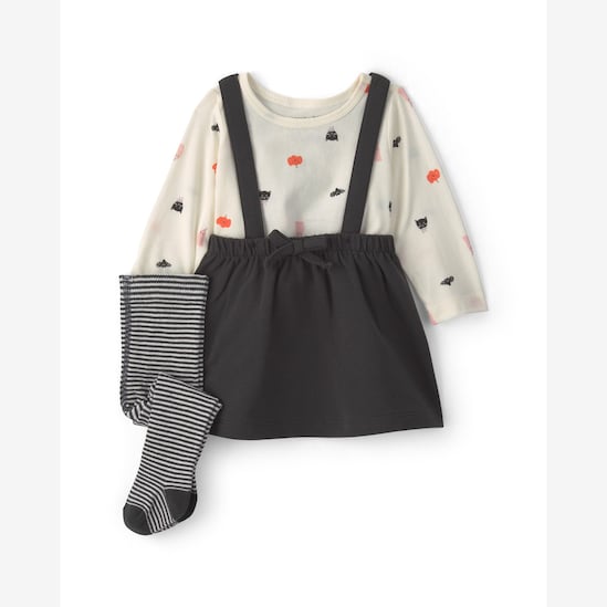 Salopete bebê com camiseta Halloween e meia-calça - Multicor | Carter's