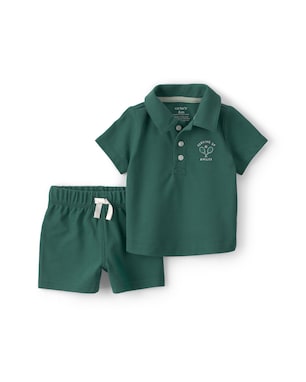Conjunto curto bebê 2 peças bordado frontal - verde | Carter's