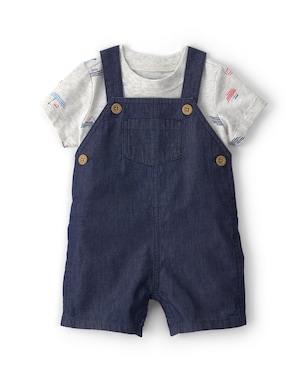 Jardineira jeans bebê com camiseta - Multicor | Carter’s