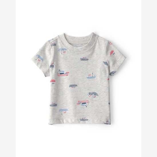 Jardineira jeans bebê com camiseta - Multicor | Carter’s