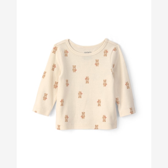 Jardineira bebê canelada com blusa - Marrom | Carter’s