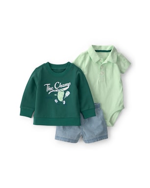 Conjunto curto bebê 3 peças estampado - Multicor | Carter’s