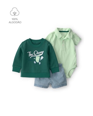 Conjunto curto bebê 3 peças estampado - Multicor | Carter’s